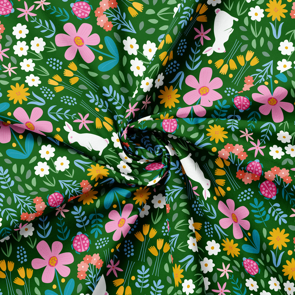 Bunny Forest Field | Fabric by the Metre