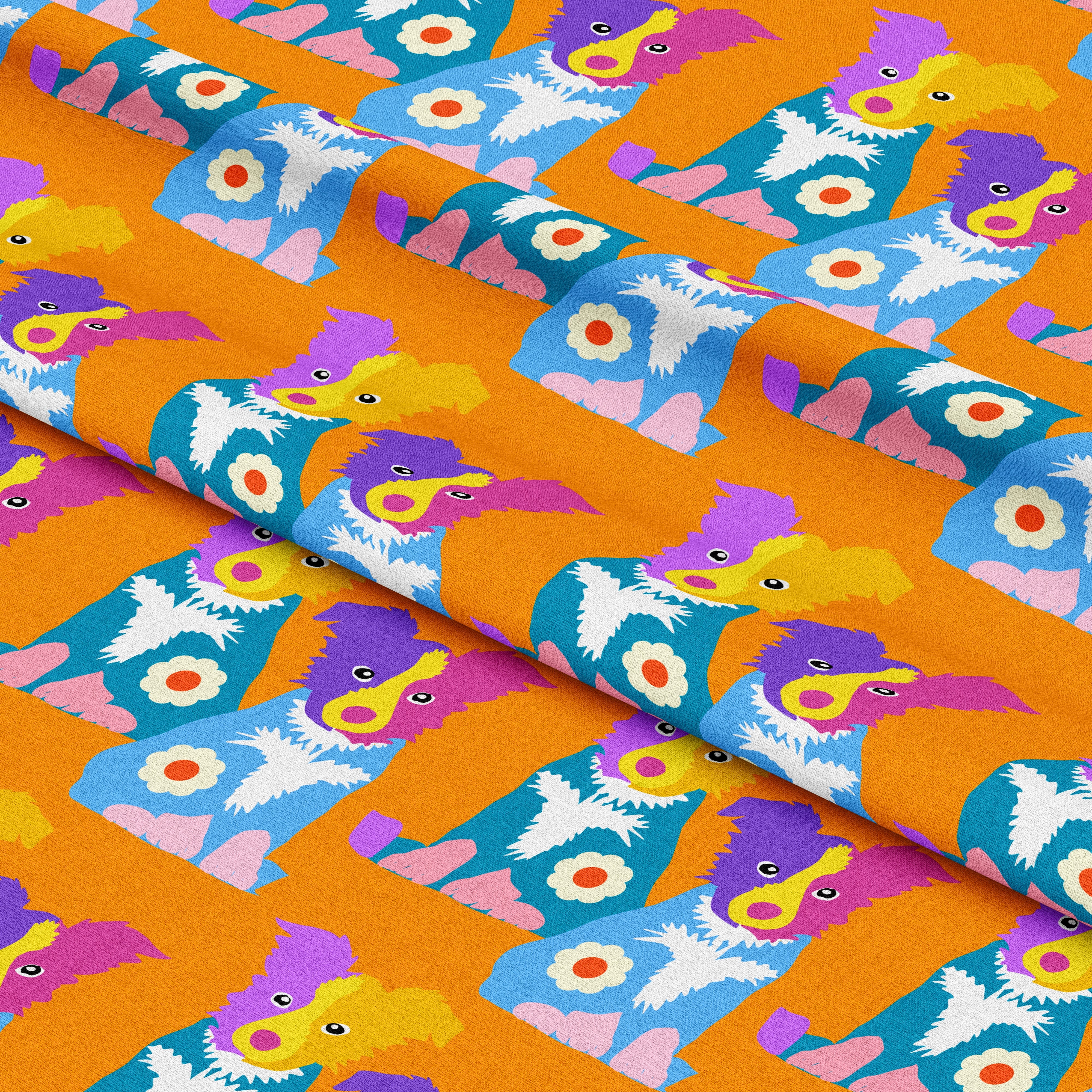 Collie Cute Tangerine | Fabric by the Metre