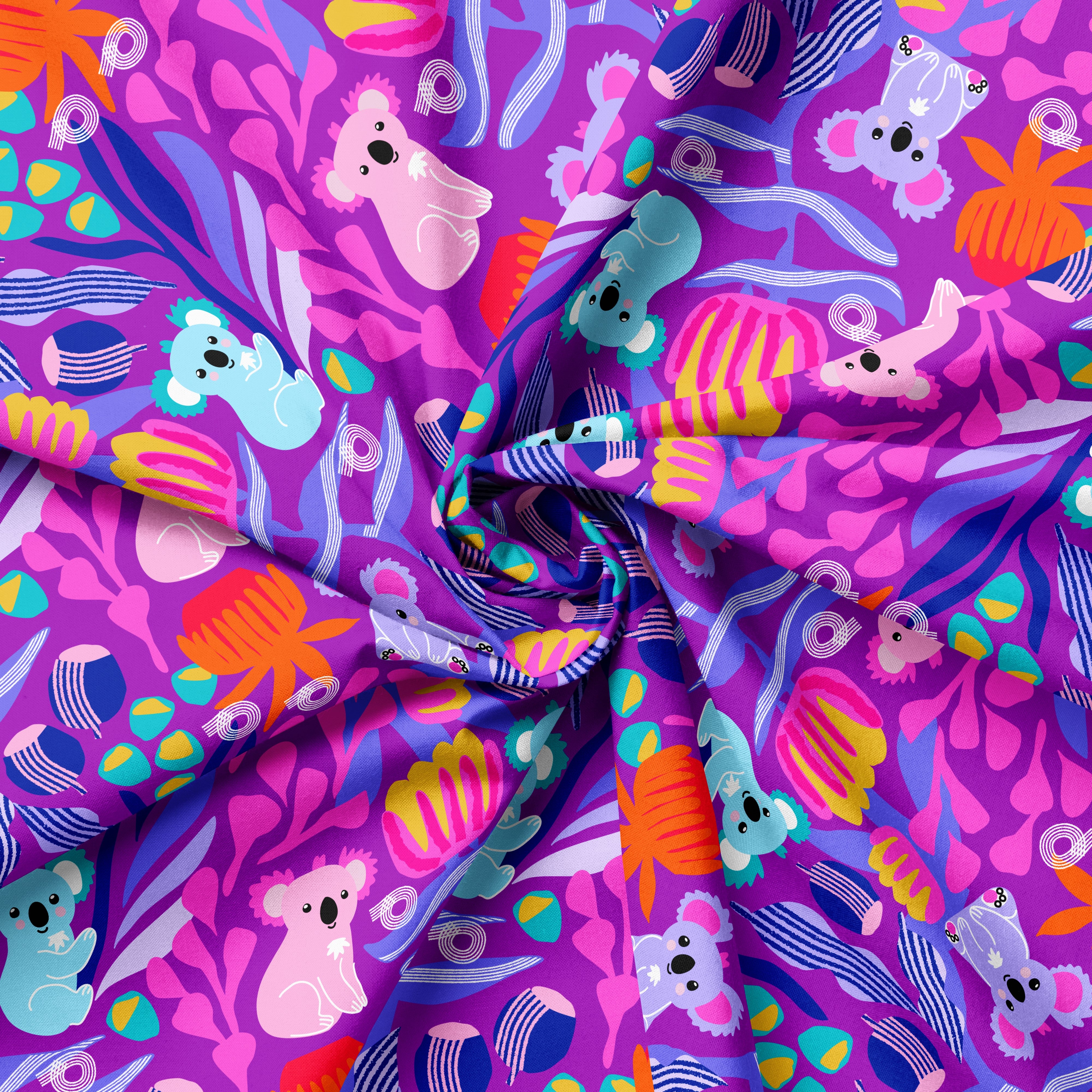 Koala Dancer Violet | Fabric by the Metre