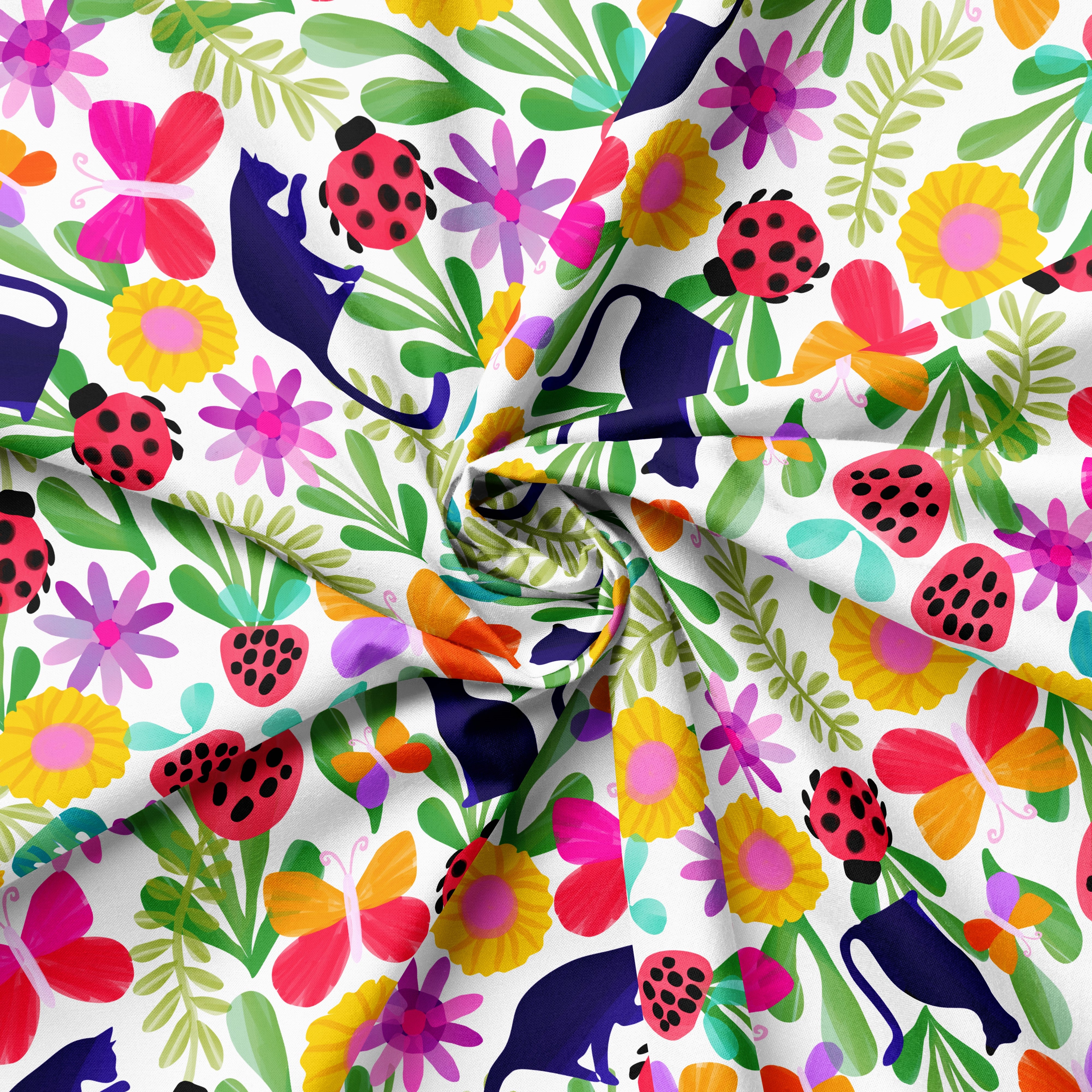 Kitty Cat Strawberry Patch | Fabric by the Metre