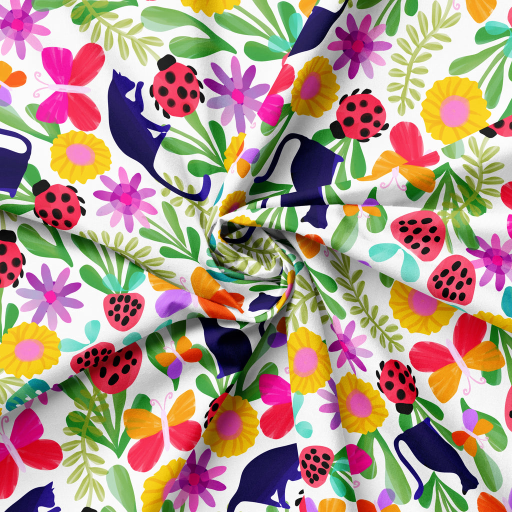 Kitty Cat Strawberry Patch | Fabric by the Metre