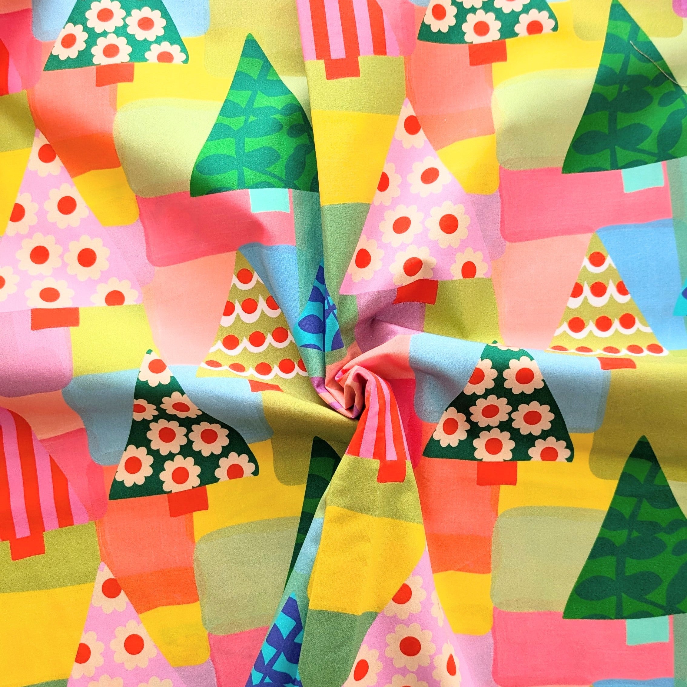 Patchwork Pine Trees | Fabric by the Metre