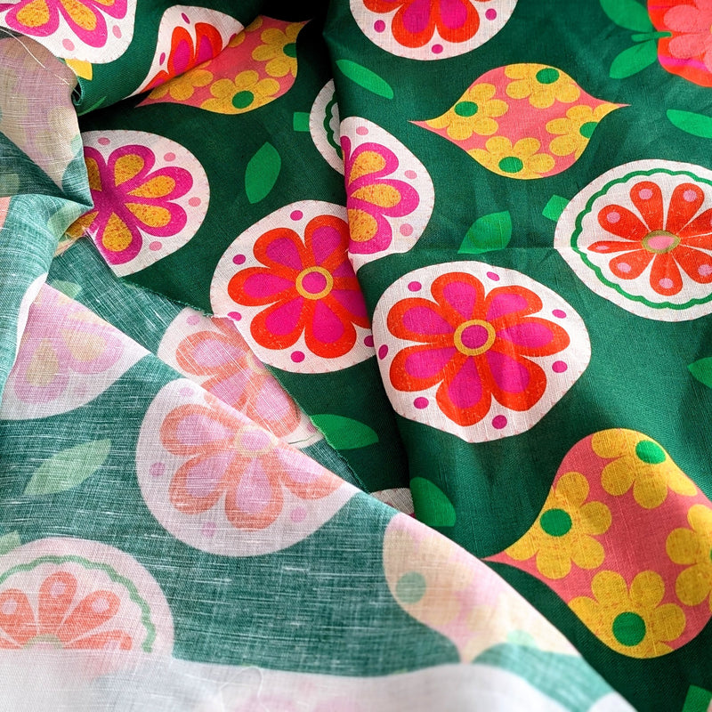 Vintage Felt Decor Emerald | Linen Cotton | Ready-To-Ship