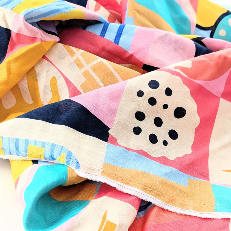 Splice Cream Mega Print | Linen Cotton | Ready-To-Ship