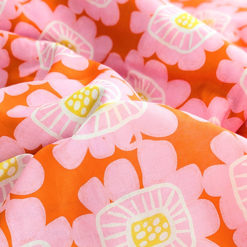 Riku Flower Apricot | Linen Cotton | Ready-To-Ship